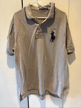 Polo by Ralph Lauren Men’s Light Gray Polo with Navy Pony